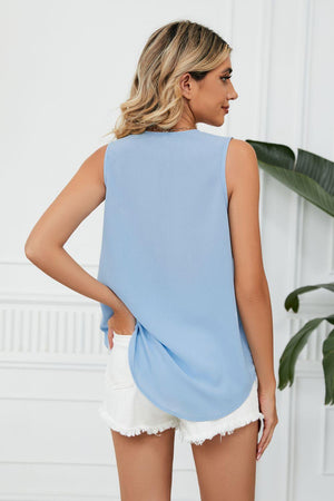 Expensive Freshness V Neck Sleeveless Blouse - MXSTUDIO.COM