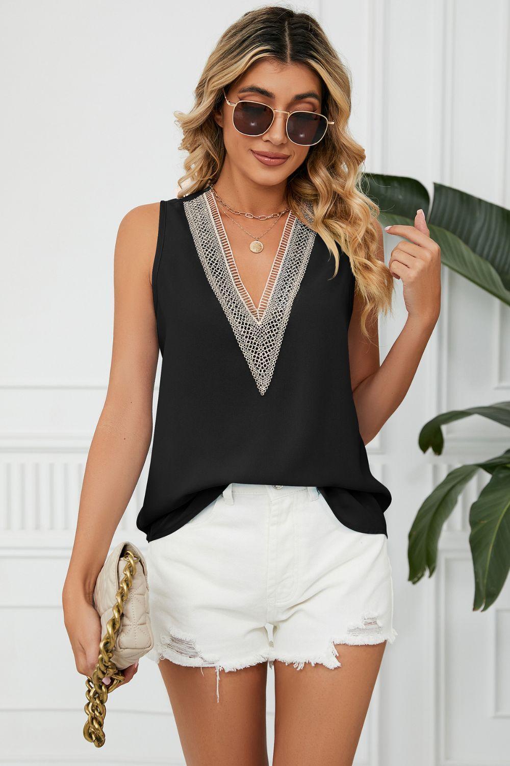 Expensive Freshness V Neck Sleeveless Blouse - MXSTUDIO.COM