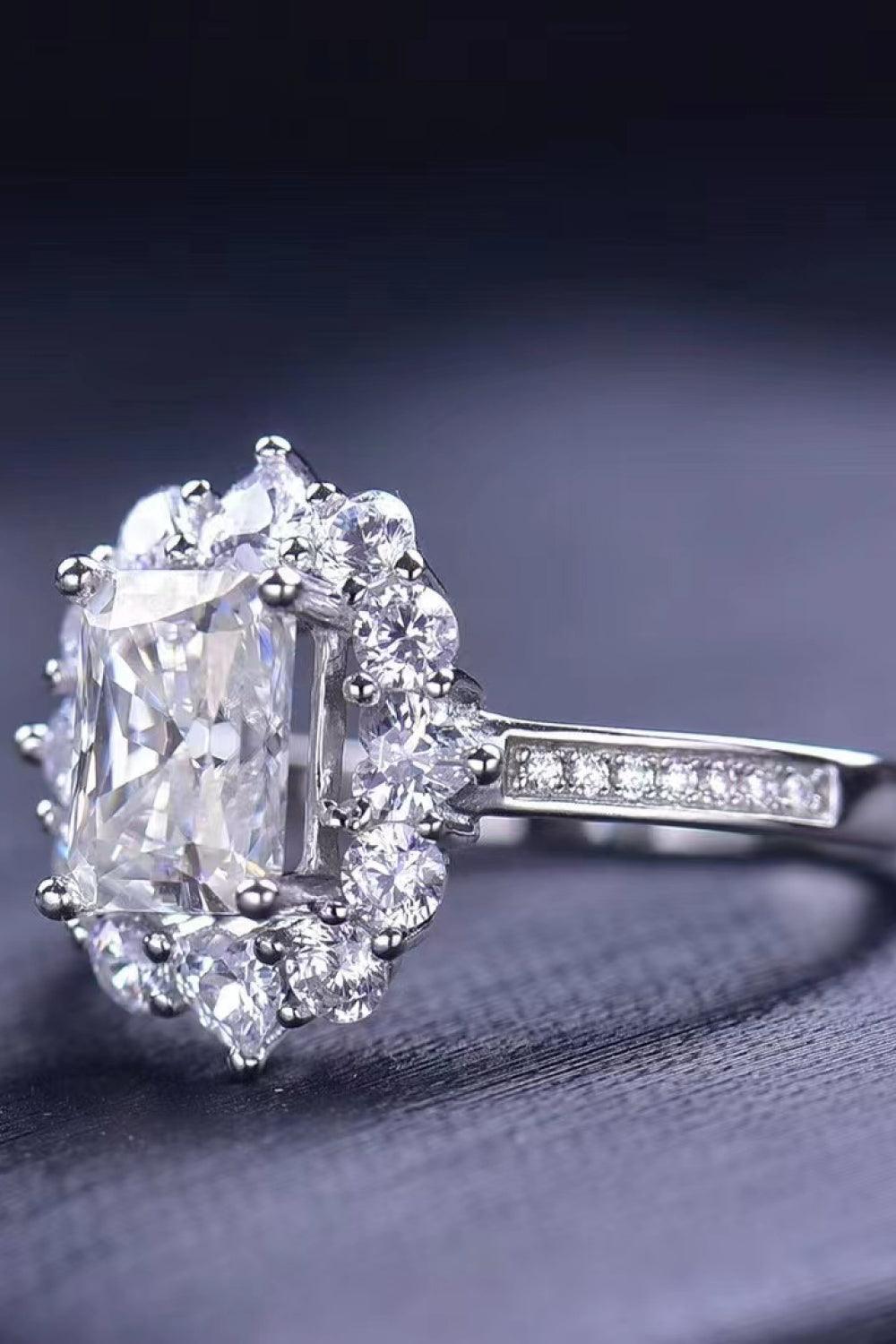 Expertly Cut Platinum-Plated 2 Carat Moissanite Ring - MXSTUDIO.COM