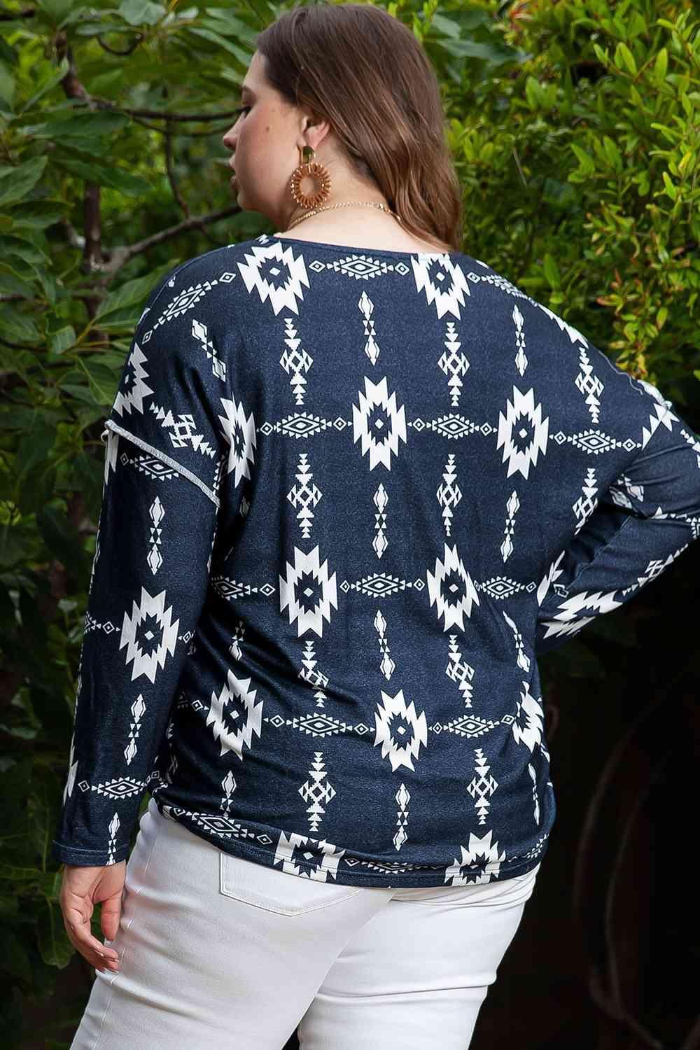 Exposed Seams Navy Plus Size Printed T-Shirts - MXSTUDIO.COM