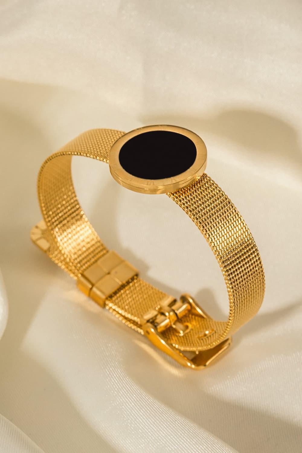 Express Happiness Wide Band Gold Plated Bracelet - MXSTUDIO.COM