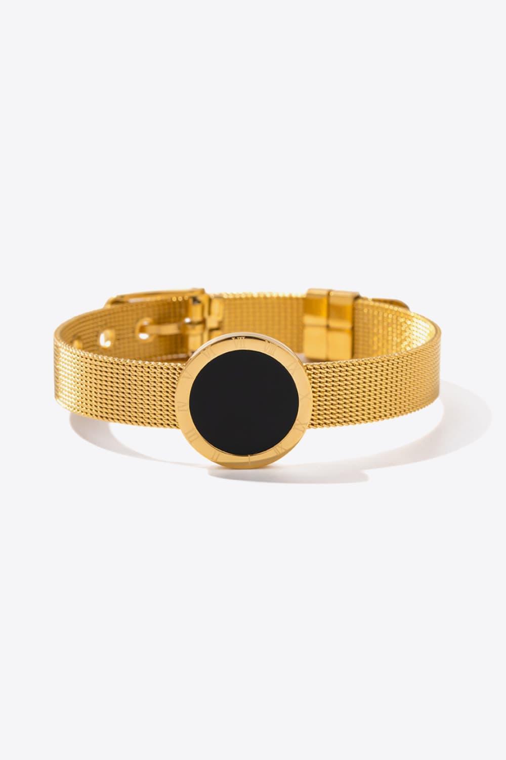 Express Happiness Wide Band Gold Plated Bracelet - MXSTUDIO.COM