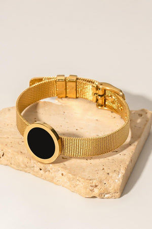 Express Happiness Wide Band Gold Plated Bracelet - MXSTUDIO.COM