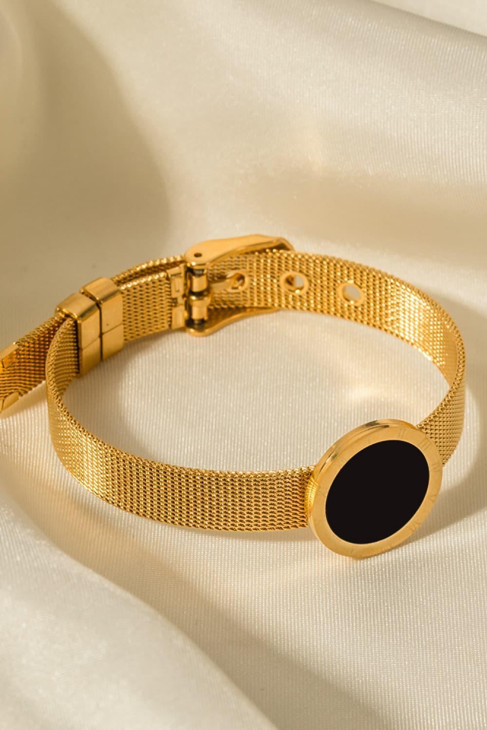 Express Happiness Wide Band Gold Plated Bracelet - MXSTUDIO.COM