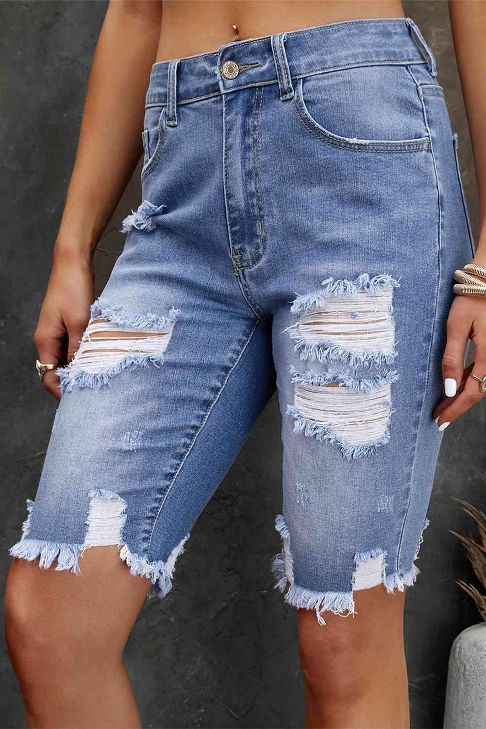 Express Your Style Mid Rise Distressed Bermuda Shorts - MXSTUDIO.COM