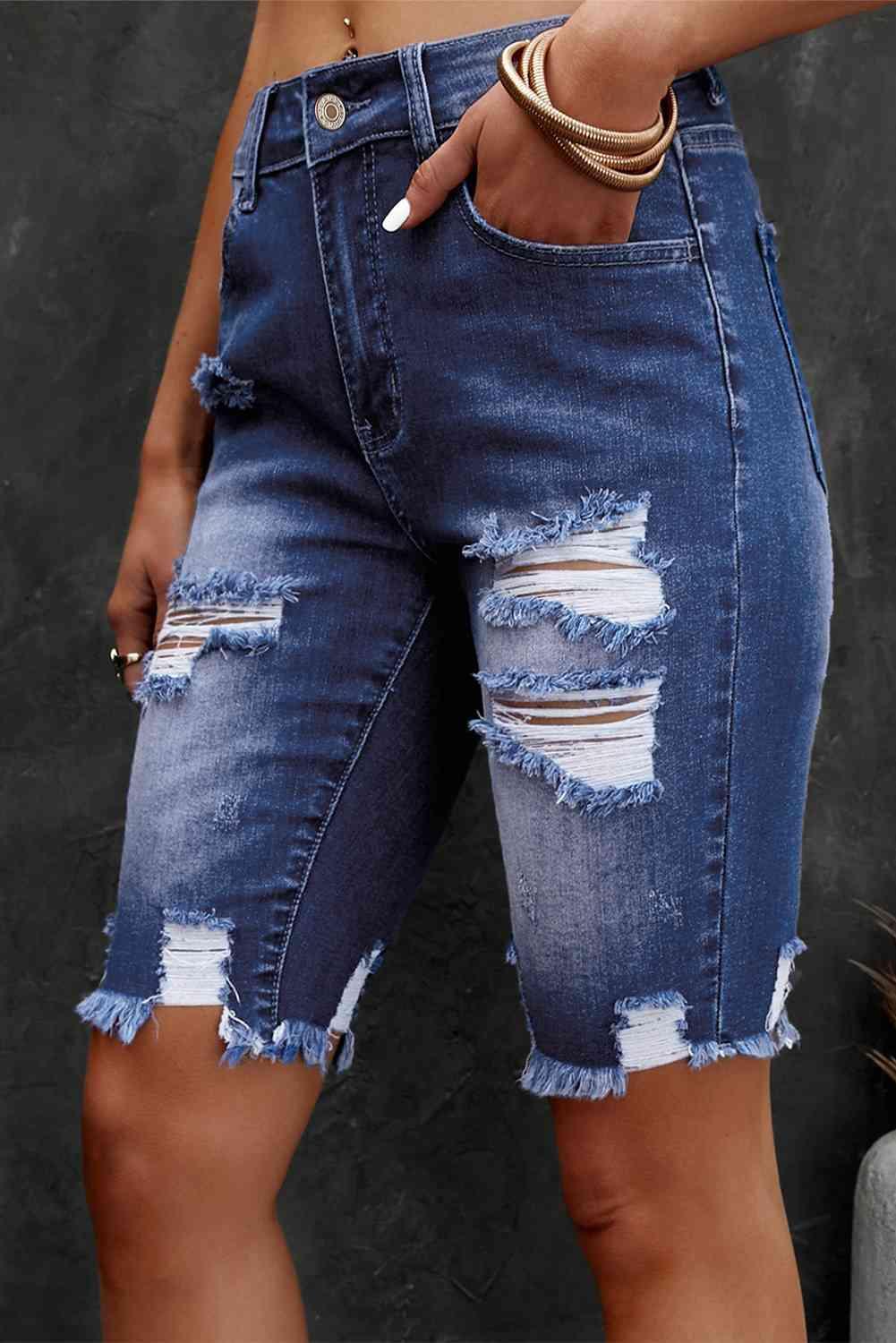 Express Your Style Mid Rise Distressed Bermuda Shorts - MXSTUDIO.COM