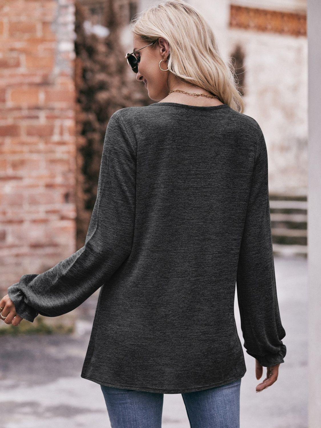 Express Your True Self Crew Neck Long Sleeve Blouse - MXSTUDIO.COM