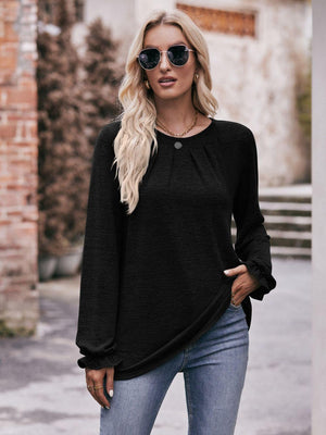 Express Your True Self Crew Neck Long Sleeve Blouse - MXSTUDIO.COM