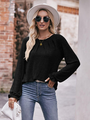 Express Your True Self Crew Neck Long Sleeve Blouse - MXSTUDIO.COM