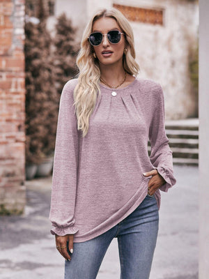 Express Your True Self Crew Neck Long Sleeve Blouse - MXSTUDIO.COM