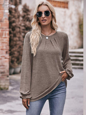 Express Your True Self Crew Neck Long Sleeve Blouse - MXSTUDIO.COM