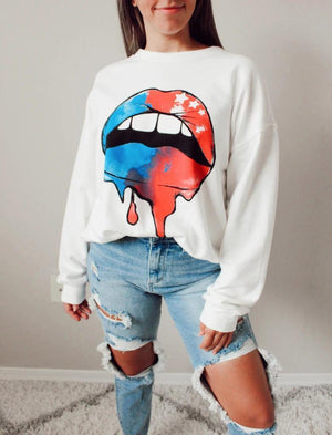 Expressive Dropped Shoulder Graphic Sweatshirt - MXSTUDIO.COM