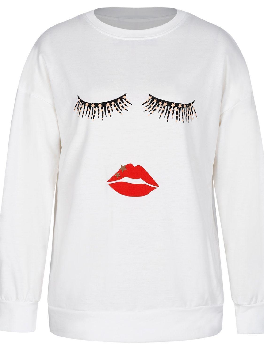 Expressive Dropped Shoulder Graphic Sweatshirt - MXSTUDIO.COM