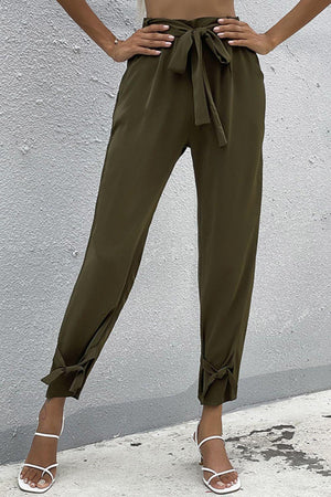 Expressive Pockets High Waist Tie Front Pants - MXSTUDIO.COM