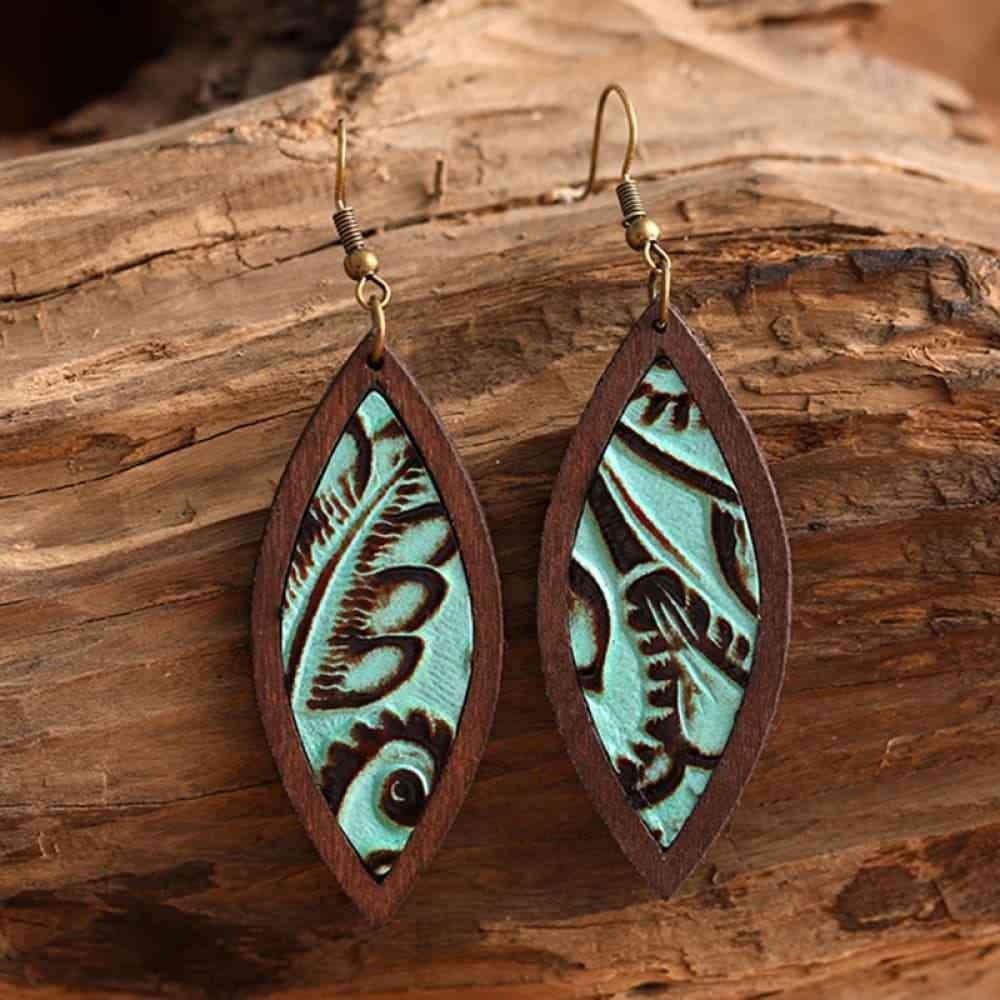 Exquisite Geometrical Shape Wooden Dangle Earrings-MXSTUDIO.COM