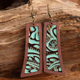 Exquisite Geometrical Shape Wooden Dangle Earrings-MXSTUDIO.COM