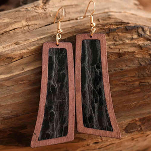 Exquisite Geometrical Shape Wooden Dangle Earrings-MXSTUDIO.COM