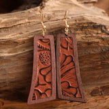 Exquisite Geometrical Shape Wooden Dangle Earrings-MXSTUDIO.COM