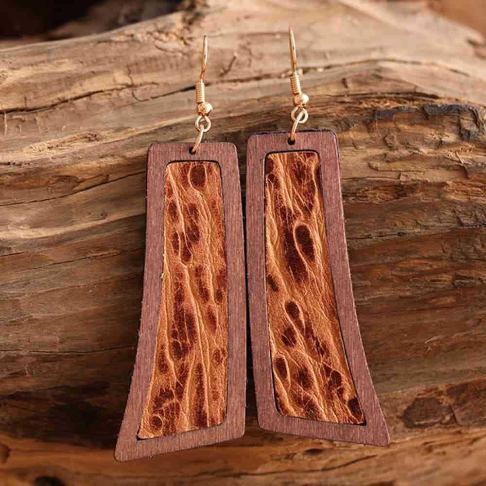 Exquisite Geometrical Shape Wooden Dangle Earrings-MXSTUDIO.COM