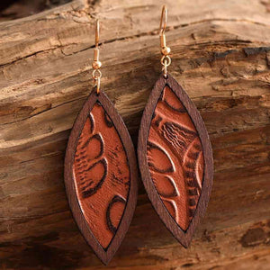 Exquisite Geometrical Shape Wooden Dangle Earrings-MXSTUDIO.COM