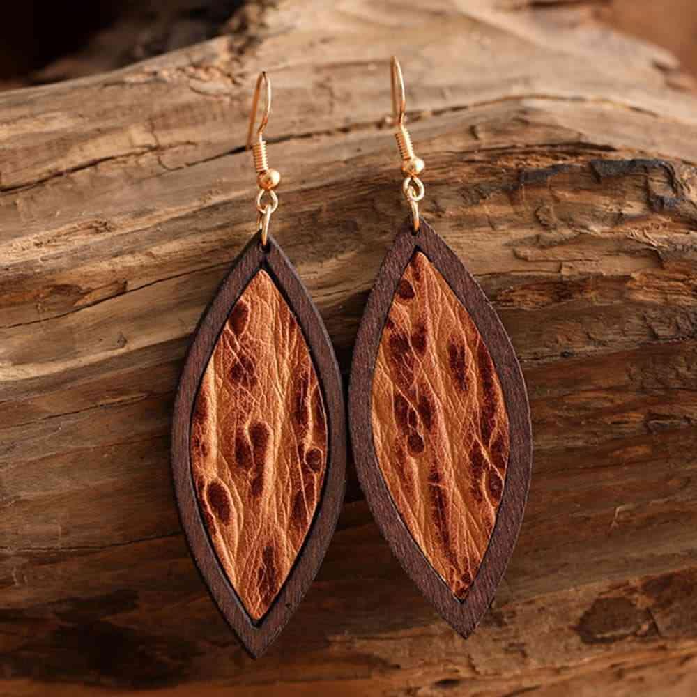 Exquisite Geometrical Shape Wooden Dangle Earrings-MXSTUDIO.COM