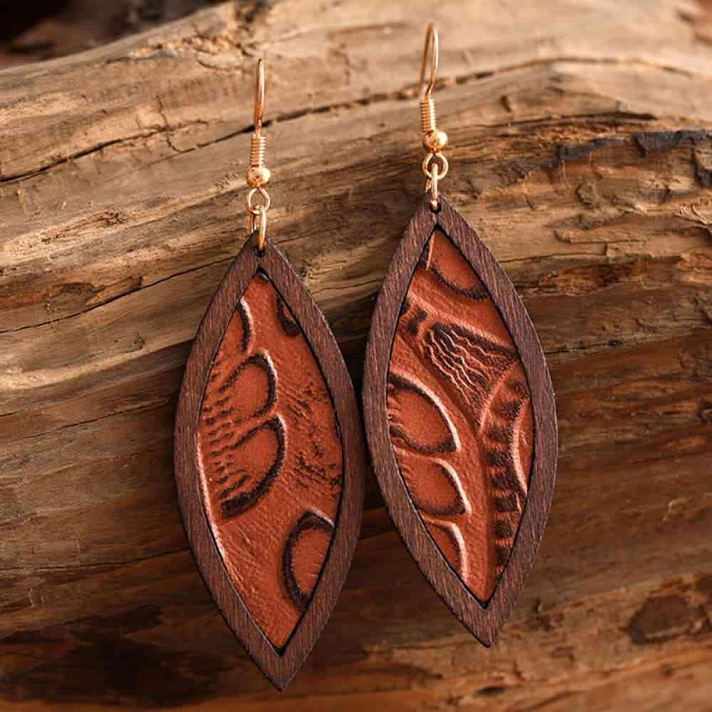 Exquisite Geometrical Shape Wooden Dangle Earrings-MXSTUDIO.COM