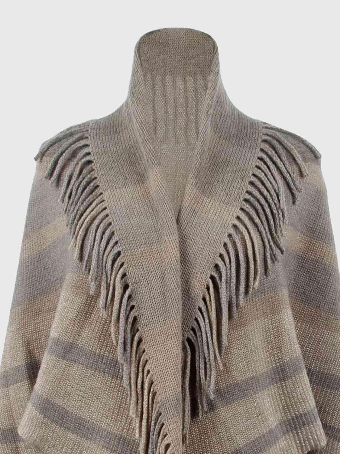 Exquisite Layer Open Front Fringe Poncho - MXSTUDIO.COM