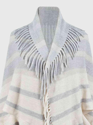 Exquisite Layer Open Front Fringe Poncho - MXSTUDIO.COM