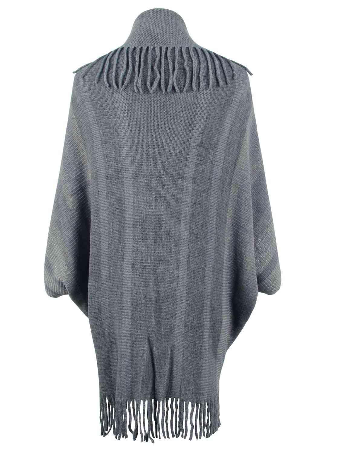 Exquisite Layer Open Front Fringe Poncho - MXSTUDIO.COM