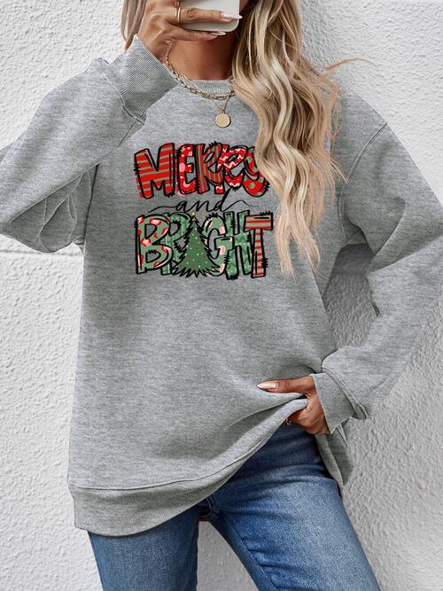 Exquisite Long Sleeve Merry And Bright Sweatshirt-MXSTUDIO.COM