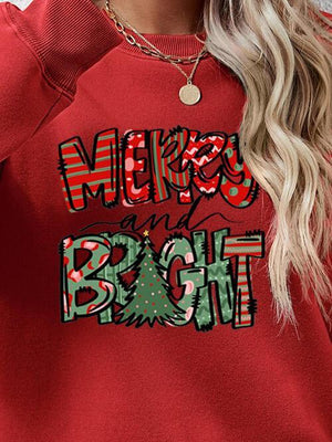 Exquisite Long Sleeve Merry And Bright Sweatshirt-MXSTUDIO.COM