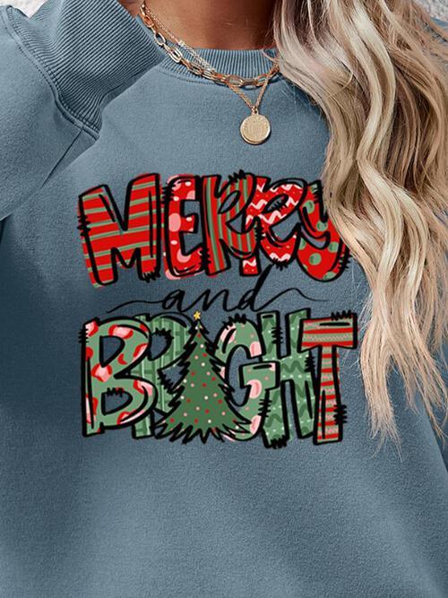 Exquisite Long Sleeve Merry And Bright Sweatshirt-MXSTUDIO.COM