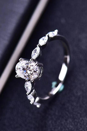 Exquisite Platinum-Plated Oval 1 Carat Moissanite Ring - MXSTUDIO.COM