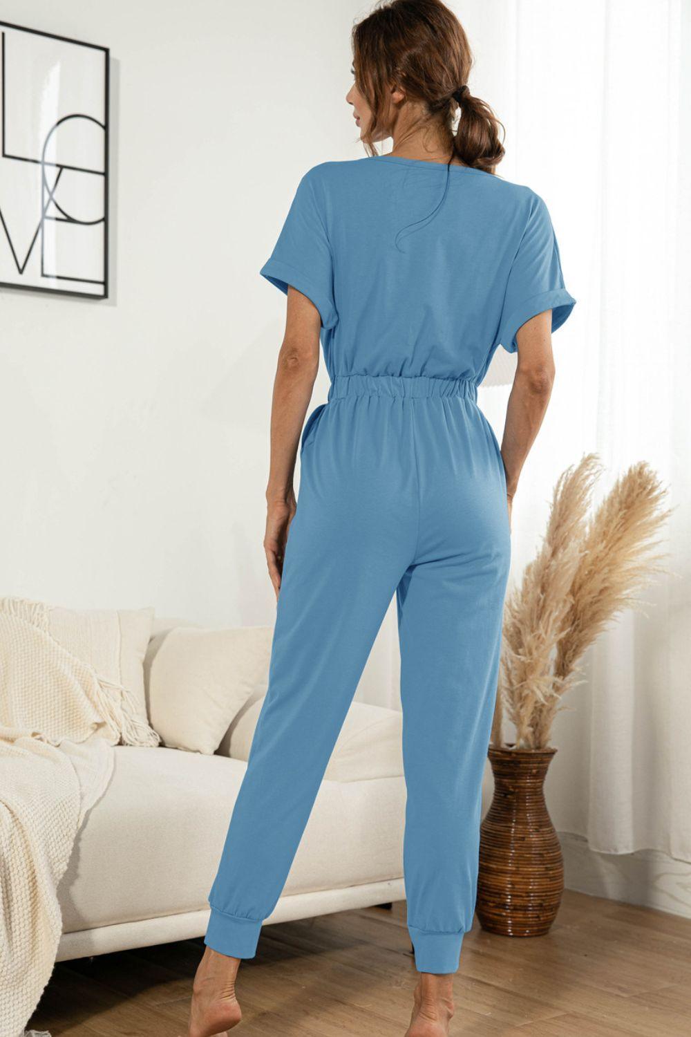 Exquisite Tapered Leg Surplice Jumpsuit - MXSTUDIO.COM