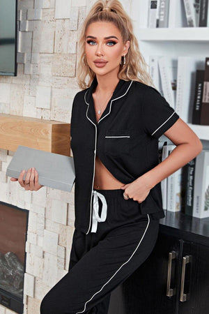 Exquisitely Designed Contrast Piping Pajama Set - MXSTUDIO.COM