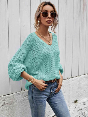 Extra Comfy Lantern Sleeve Sweater-MXSTUDIO.COM