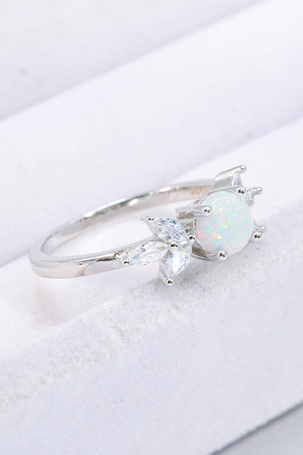 Extraordinary 925 Sterling Silver Zircon Accent Opal Ring - MXSTUDIO.COM