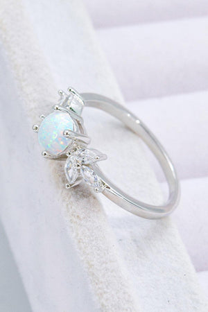 Extraordinary 925 Sterling Silver Zircon Accent Opal Ring - MXSTUDIO.COM