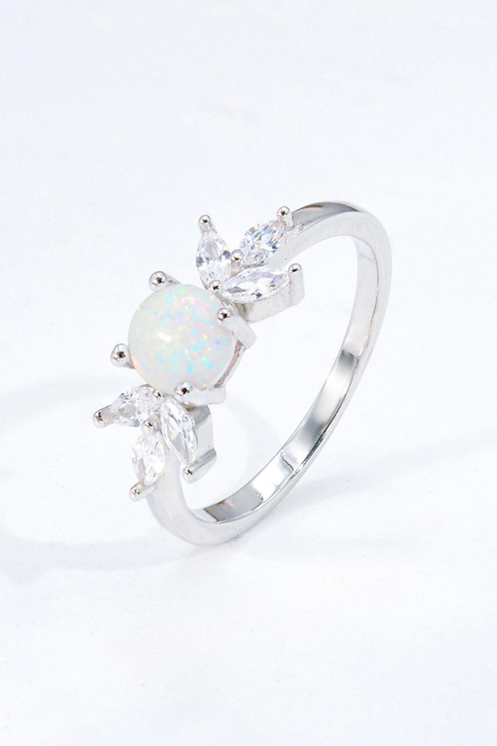 Extraordinary 925 Sterling Silver Zircon Accent Opal Ring - MXSTUDIO.COM