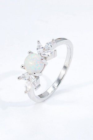 Extraordinary 925 Sterling Silver Zircon Accent Opal Ring - MXSTUDIO.COM