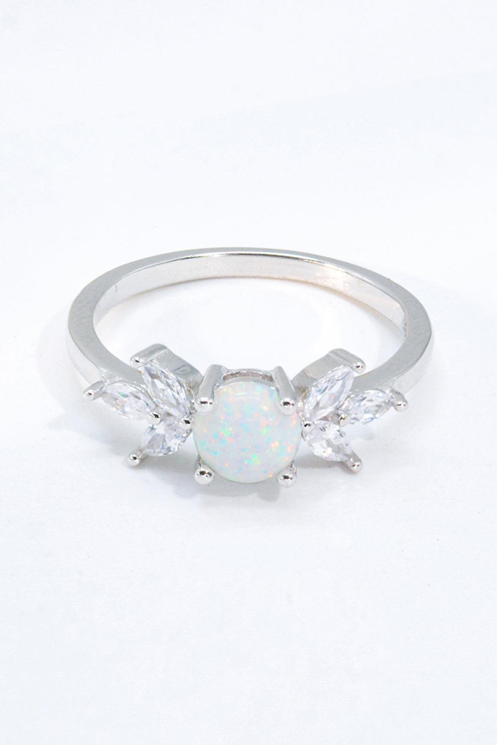 Extraordinary 925 Sterling Silver Zircon Accent Opal Ring - MXSTUDIO.COM