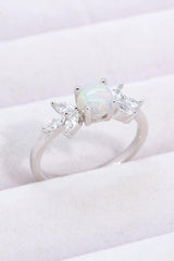 Extraordinary 925 Sterling Silver Zircon Accent Opal Ring - MXSTUDIO.COM