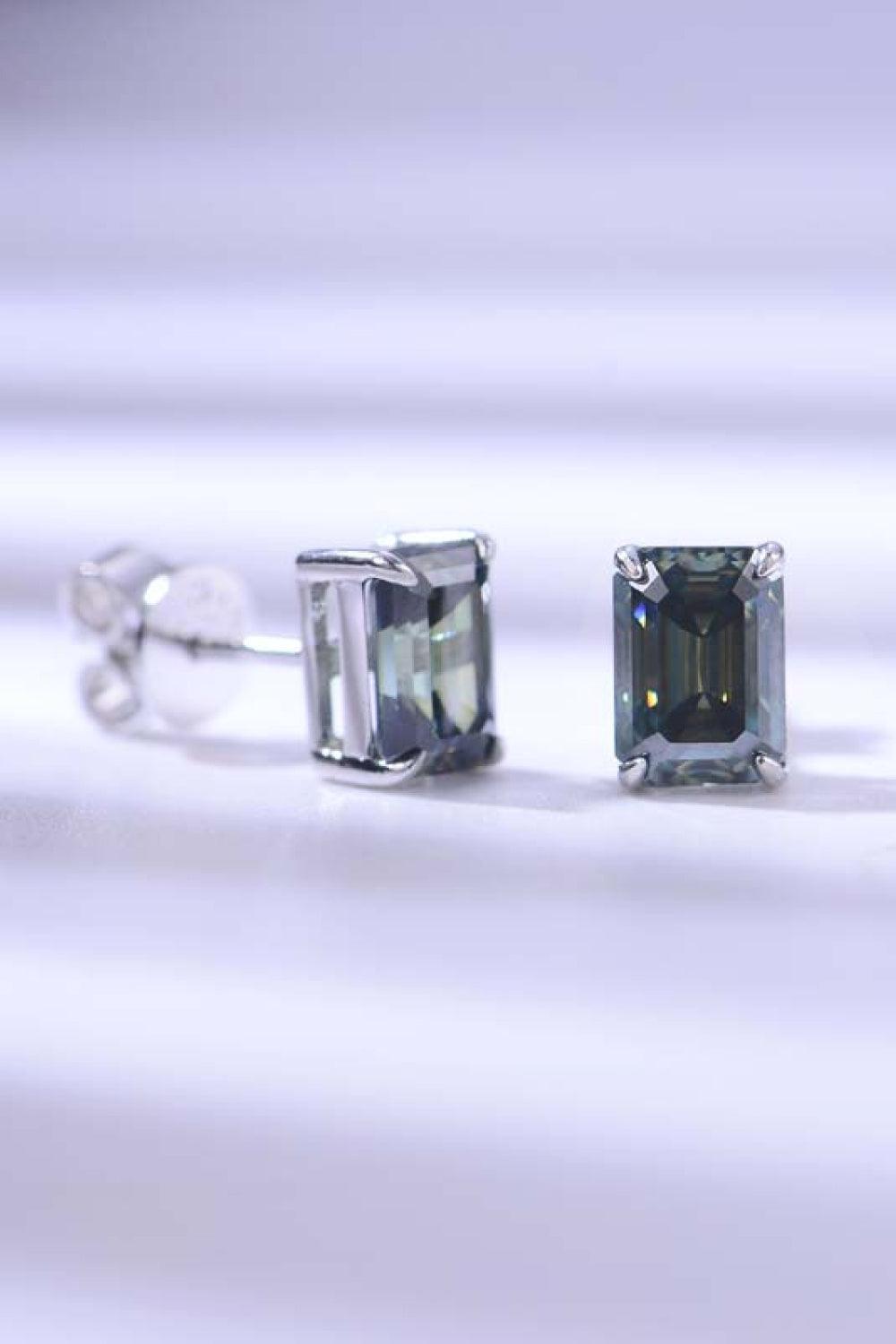 Extraordinary Green 2 Carat Moissanite Stud Earrings - MXSTUDIO.COM