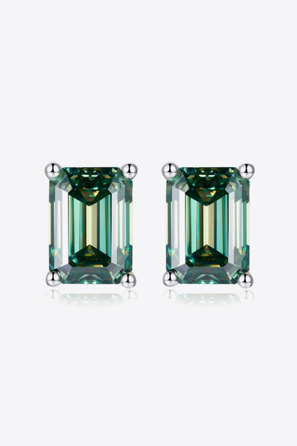 Extraordinary Green 2 Carat Moissanite Stud Earrings - MXSTUDIO.COM