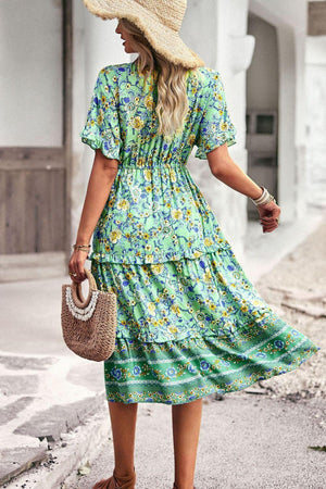 Extraordinary Summer Floral A Line Midi Dress - MXSTUDIO.COM