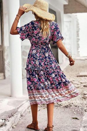 Extraordinary Summer Floral A Line Midi Dress - MXSTUDIO.COM