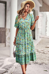 Extraordinary Summer Floral A Line Midi Dress - MXSTUDIO.COM