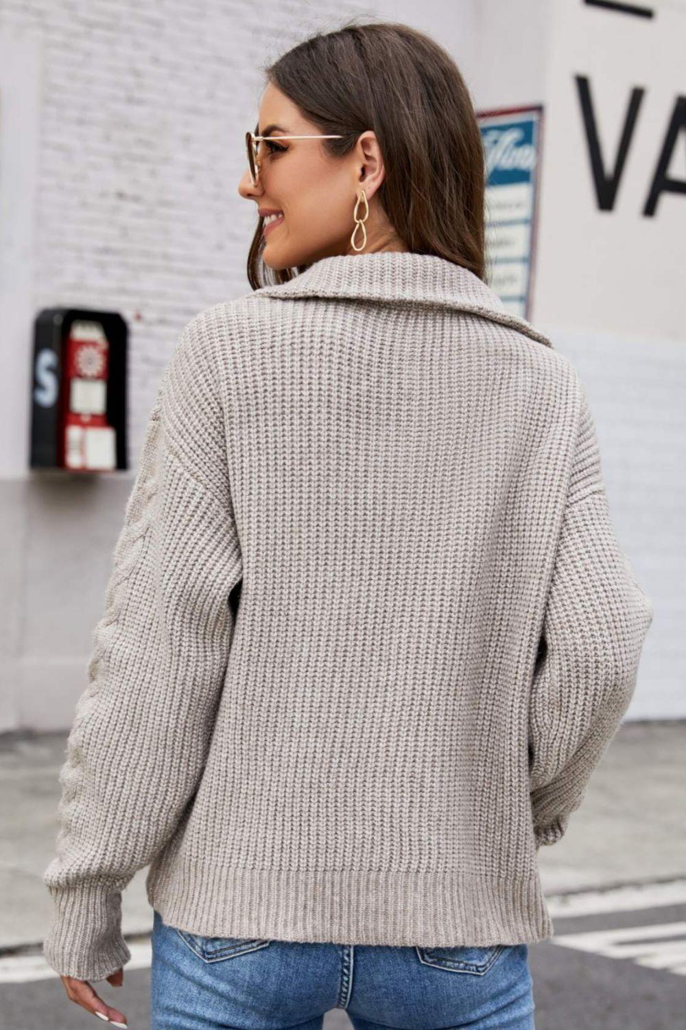 Extraordinary Warmth Half Zip Collared Sweater - MXSTUDIO.COM