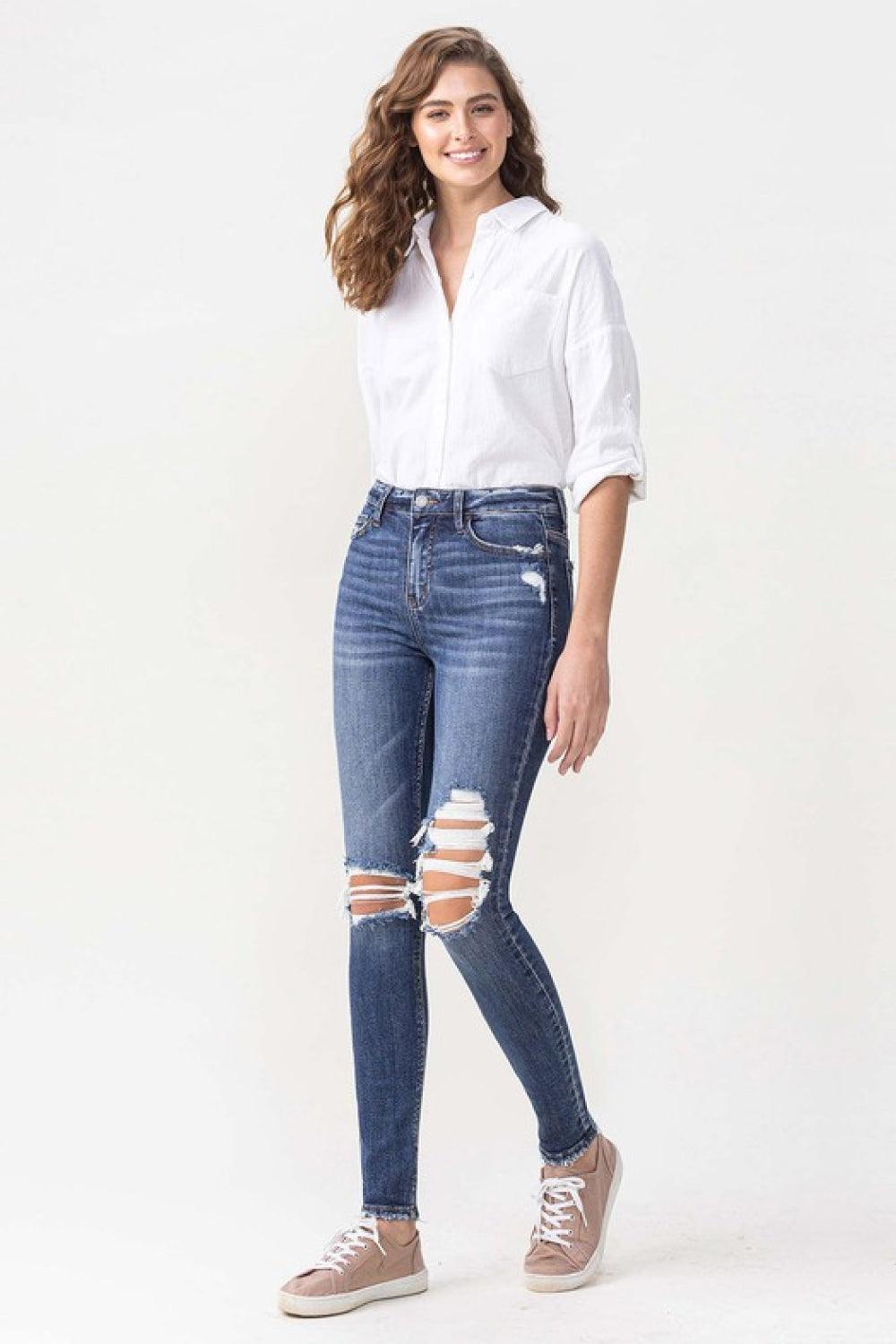 Extrovert High Rise Distressed Skinny Jeans - MXSTUDIO.COM