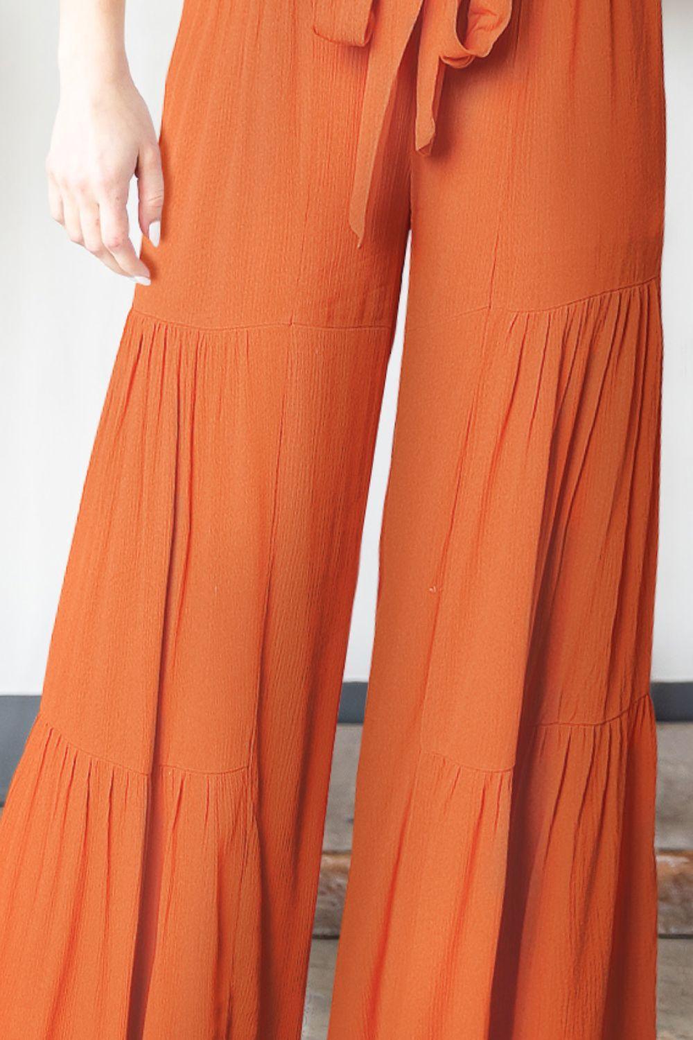 Extrovert Tie Waist Tiered High Waisted Culottes - MXSTUDIO.COM